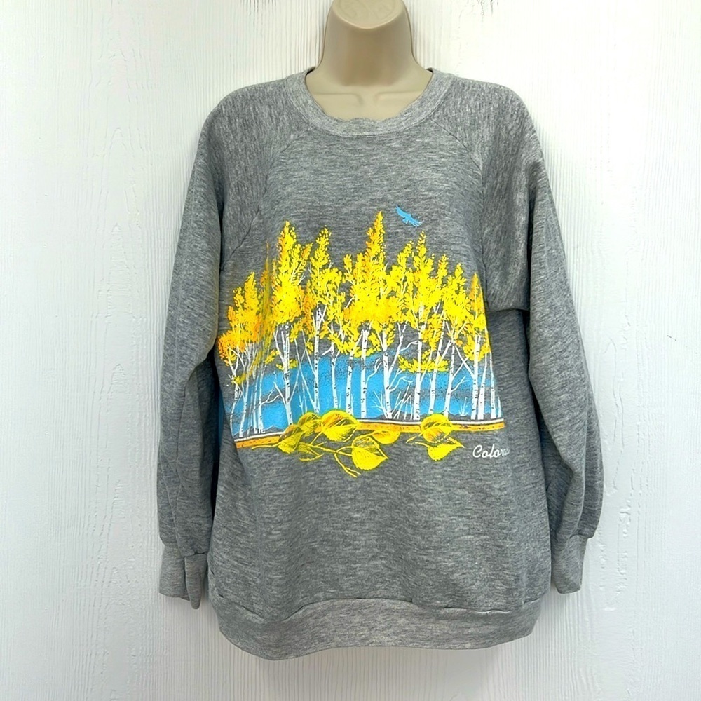 Signal - Vintage Colorado Woods Colorful Graphic Grey Crewneck Sweatshirt SZ XL